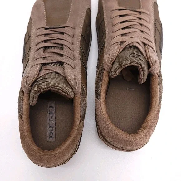 Diesel Auriga‎ Mens Size 7 Vintage Leather Square Toe Sneakers Brown Y2K